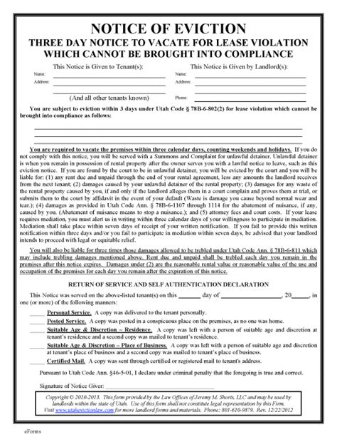 Free Utah Day Notice To Comply Or Quit St Nd Violations PDF EForms