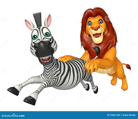 Lion Hunting Zebra Stock Illustration Illustration Of School 70067784
