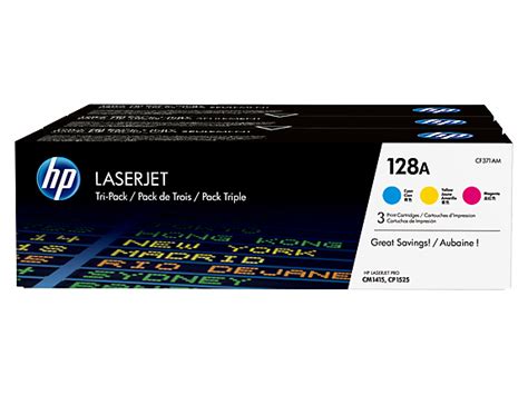 The hp laserjet pro m402n laser printer takes ease of use even further by allowing usb job storage and retrieval. HP 128A 3-pack Cyan/Magenta/Yellow Original LaserJet Toner Cartridges, CF371AM| HP® Official Store
