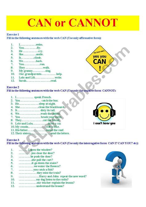 Can Or Cannot Esl Worksheet By Madoxyama