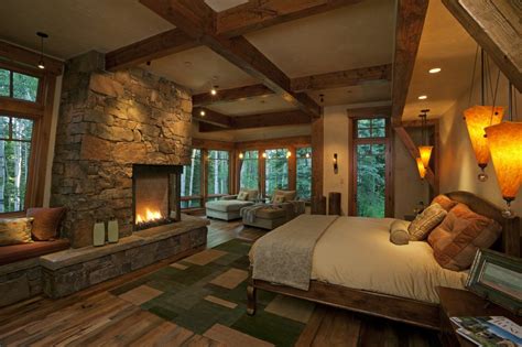 20 Beautiful Bedrooms With Stone Fireplace Designs