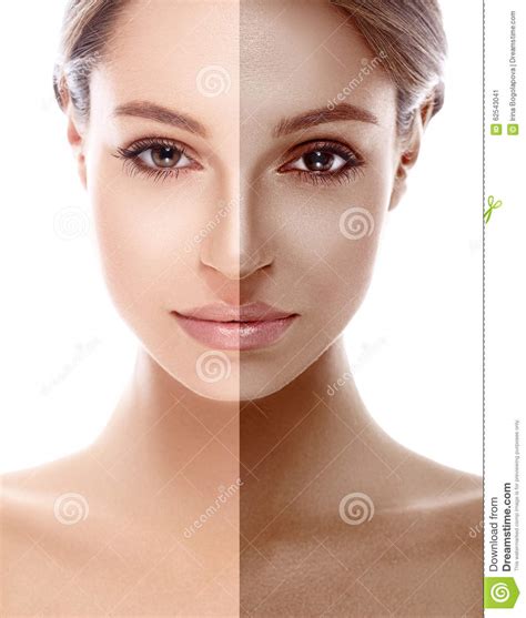Woman Half Face Tan Beautiful Portrait Stock Image Image Of Health