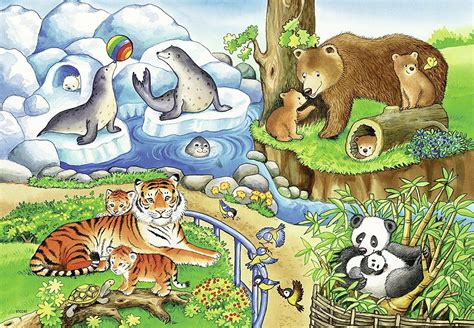 Ravensburger Puzzle 2x12pc Animals In The Zoo