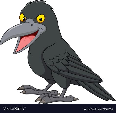 Cartoon Crow Isolated On White Background Vector Image