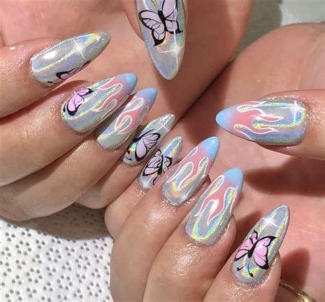 Butterfly Hologram Nail Inspiration Effect In 2020 Holographic Nails