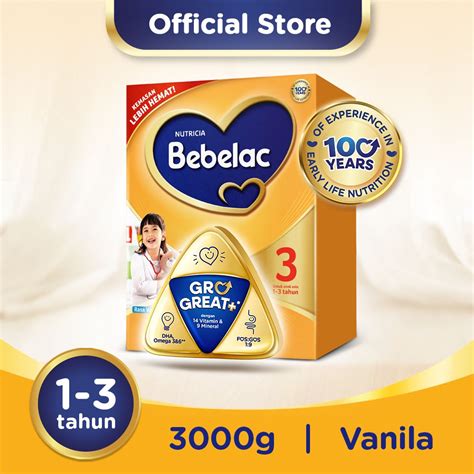 Jual Bebelac 3 Vanila Susu Pertumbuhan Bubuk 3000 Gr Shopee Indonesia