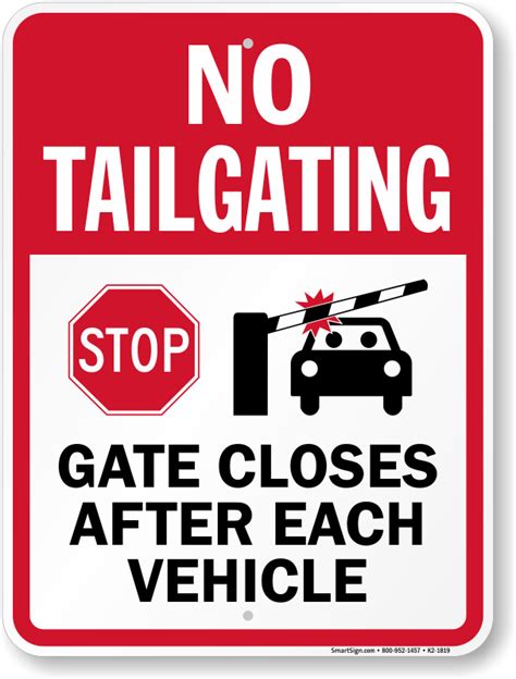 Gate Closes After Each Vehicle No Tailgating Sign Sku K2 1819