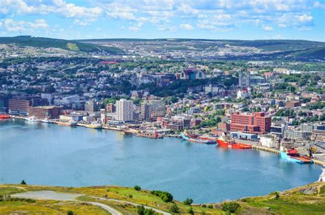 St Johns Harbour In Newfoundland Canada Panoramic View Warm Summer