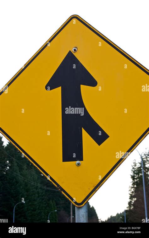 Merging Road Sign Hi Res Stock Photography And Images Alamy