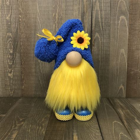 Sunflower Gnome Spring Gnome Summer Gnome Blue And Yellow Etsy New