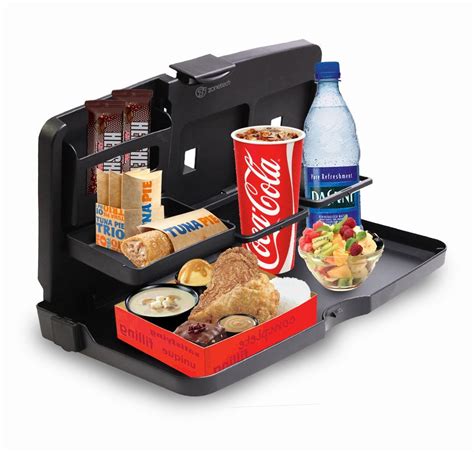 Attach conveniently to the back of a car seat, travel diming tray has 2 drink holder, food tray, holder for french fries & ketchup and hook for. Zone Tech Back Seat Car Travel Food Drink Portable Desk ...