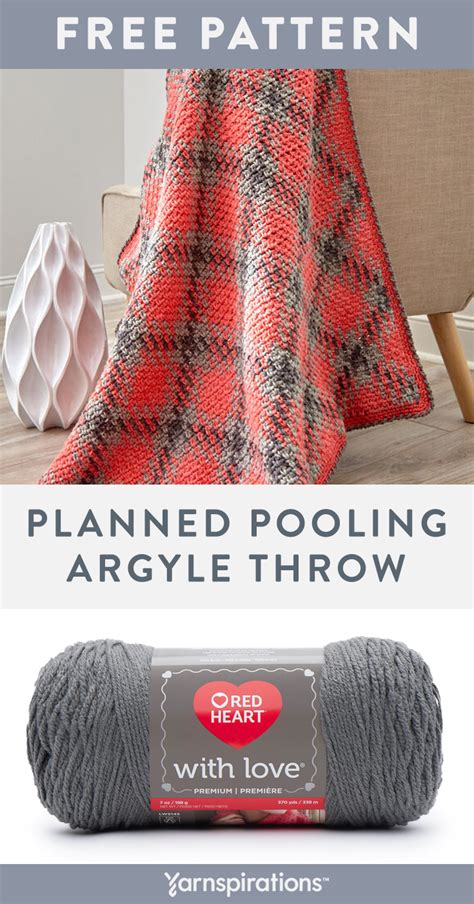 Red Heart Planned Pooling Argyle Throw Or Crochet Blanket