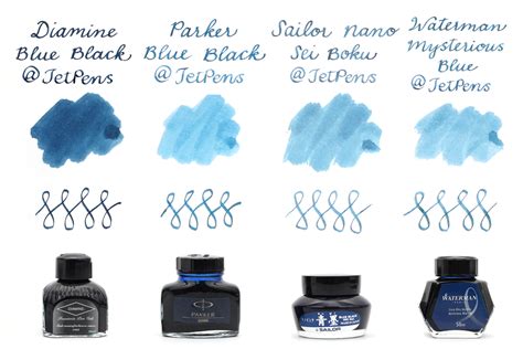 Blue Black Fountain Pen Ink Comparison