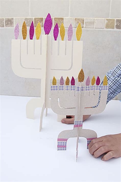 Hanukkah Craft Adorable Cardboard Menorahs With Washi Tape Creative