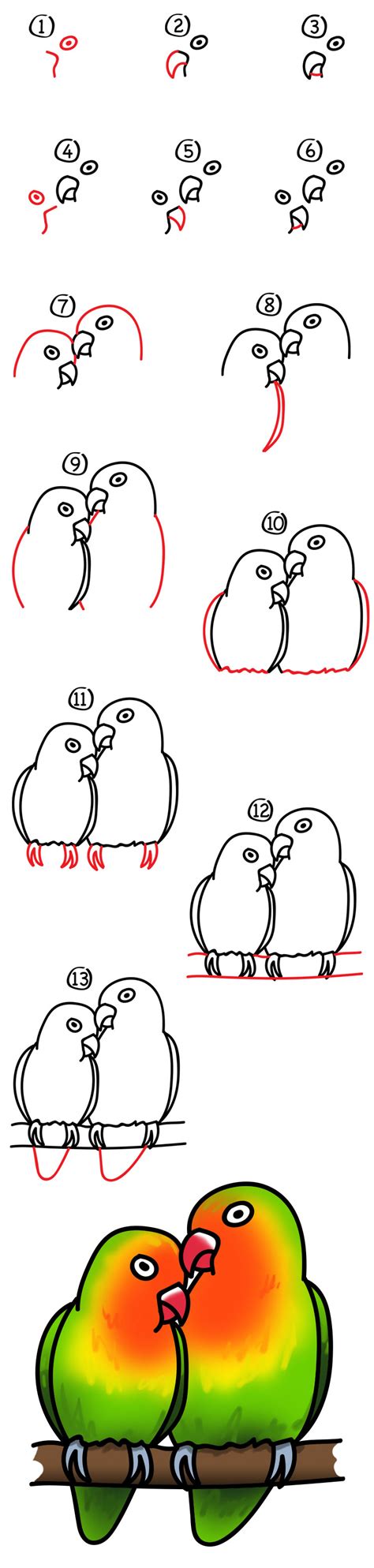 How To Draw Lovebirds Art For Kids Hub