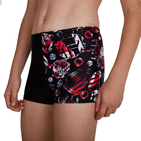 Speedo Glitchamp Allover 1 Leg 13 14 Years Blacklava Redwhite