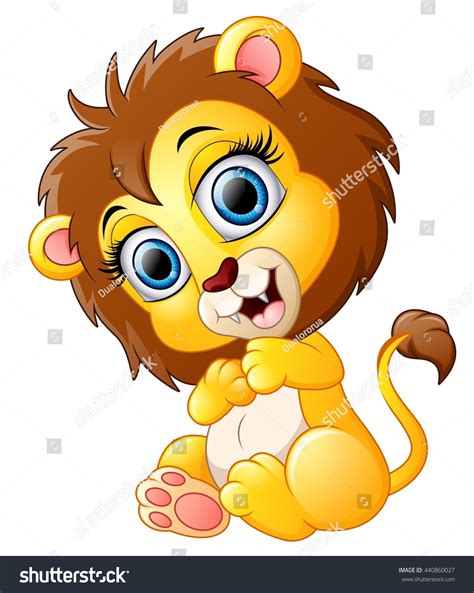 Cute Happy Lion Cartoon Stock Illustration 440860027