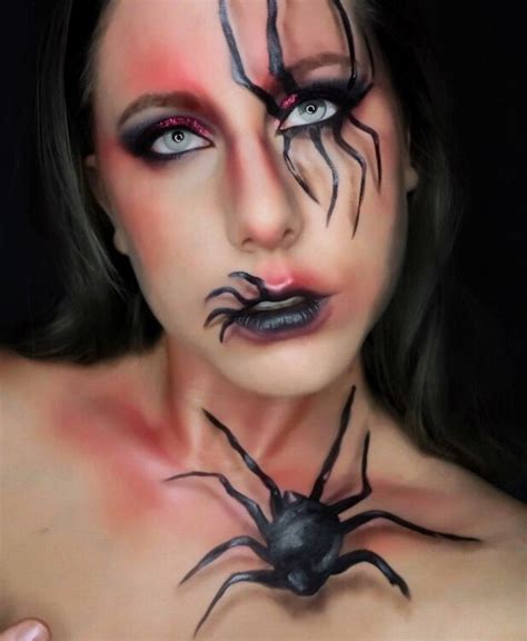 Black Widow Spider Woman Halloween Face Makeup Spider Woman Women