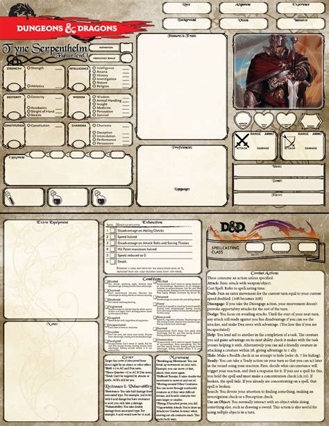 5e Compact Character Sheet Dungeon Masters Guild Dungeon Masters