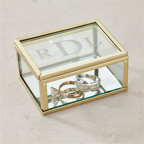 Personalized Trim Glass Keepsake Box With Mirrored Bottom Miles Kimball