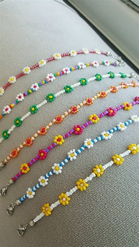 Beaded Flower Necklace Daisy Necklaces For Women Colors Seed Bead
