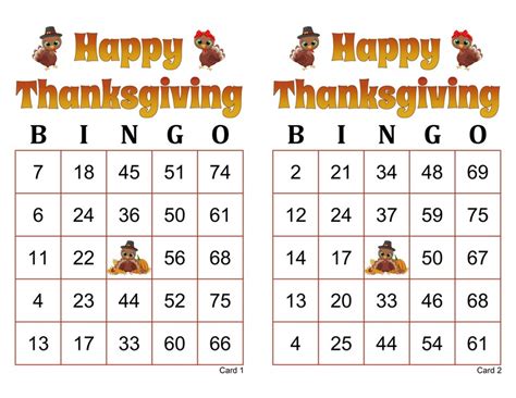Thanksgiving Bingo Cards 1000 Cards 2 Per Page Immediate Etsy