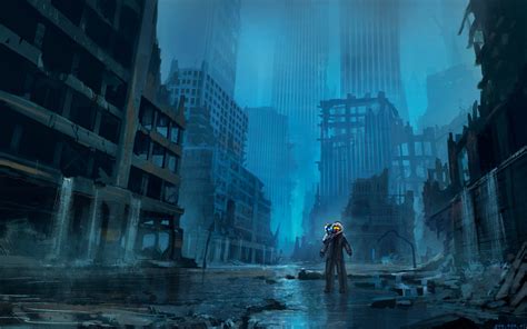 Q Romantically Apocalyptic Fantasy Sci Fi City Ruins Wallpaper