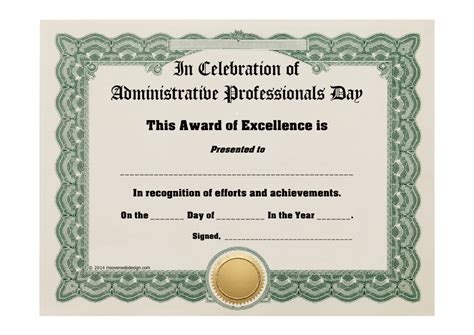 Excellence Award Certificate Template In Celebration Of