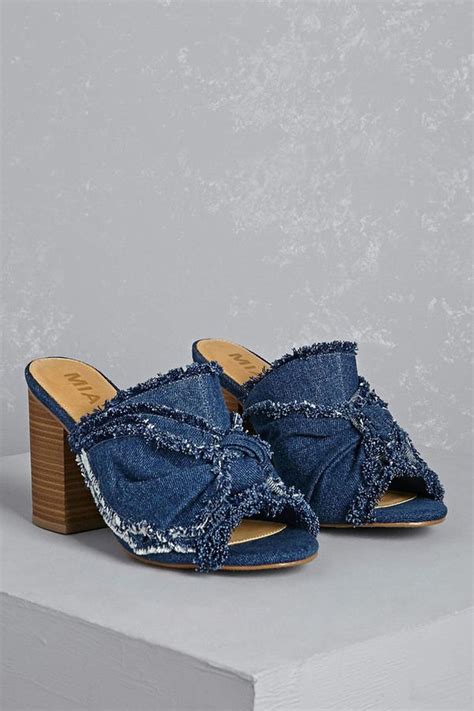 Forever 21 Mia Knotted Denim Mules Denim Mules Denim Shoes Shoes