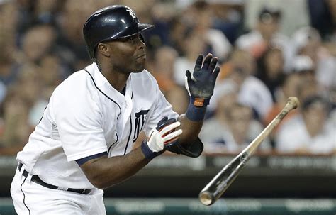 Detroit Tigers Torii Hunter Hits A Two Run Double Against The