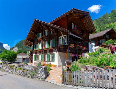 Old Wooden Houses In A Swiss Village Stock Image Colourbox