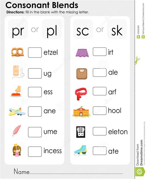Teaching blends worksheet for beginner's. Consonant Blends : Missing Letter - Worksheet For ...