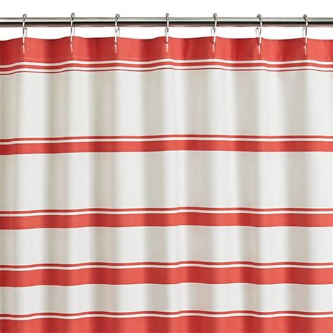Hampton Stripe Coral Shower Curtain In Clearance Bed And Bath Crate And