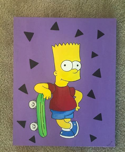 Canvas Painting Bart Simpson On Mercari Vinyl Art Paint Mini Canvas