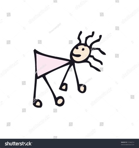 Quirky Drawing Of Stick Woman Bent Over Stock Vector Illustration