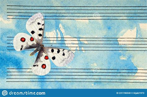 Bright Apollo Butterfly And Notes Butterfly Melody Photo Of Old Music