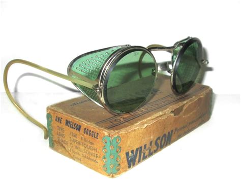 Goggles Vtg Steampunk Antique Willson Green Sun Glasses