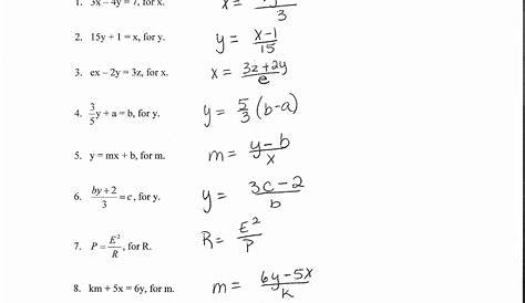literal equations practice worksheet