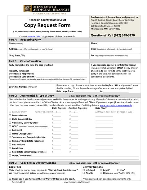 Hennepin County Minnesota Court Document Copy Request Form Fill Out Sign Online And Download