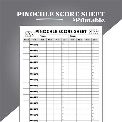 Pinochle Score Sheet Double Pinochle Score Sheet Pinochle Card Game