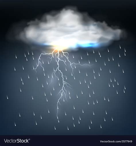 Cloud With Rain And A Lightning Bolt Royalty Free Vector