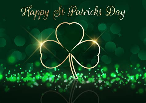 St Patricks Day Background With Shamrock On Bokeh Lights 329805 Vector