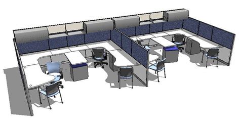 Office Desks And Furniture Blocks 3d Model Cad Drawing Details Skp File