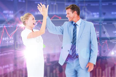 Composite Image Of Businessman And Businesswoman Greeting Each Other