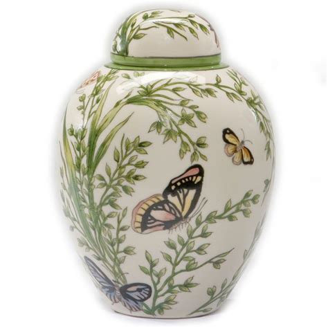Springtime Butterfly Jar Ceramic Urn Decorative Urns Urn