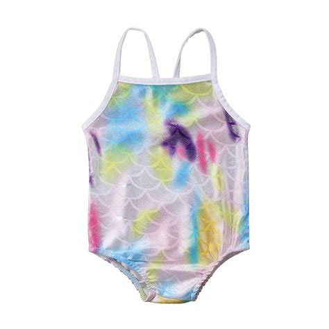 Lovely Newborn Infant Kids Swimsuits Fishscale Printed Baby Girls