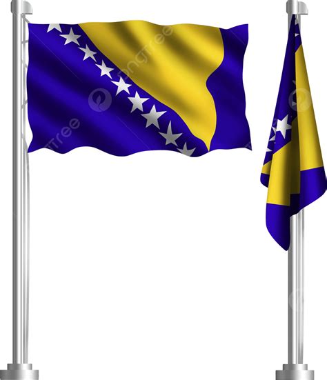 Ondeando La Bandera De Bosnia Y Herzegovina En El Triángulo Rectángulo