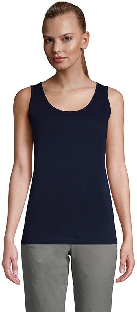 Lands End Womens Cotton Tank Top Radiant Navy Size Regular Small
