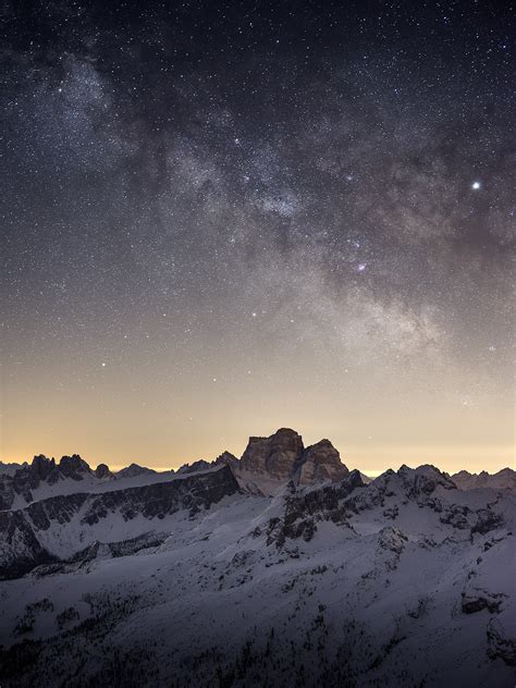 Snow Covered Mountain Under Starry Night · Free Stock Photo
