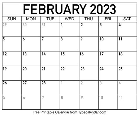 Printable February 2023 Calendar Templates With Holidays Free